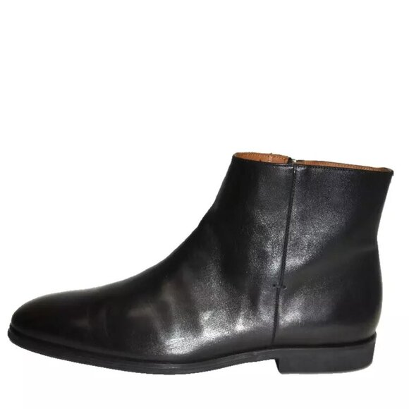 New! Bruno Magli Men\'s Raging Leather Zip Ankle Boot Black Size 13 M DD314A